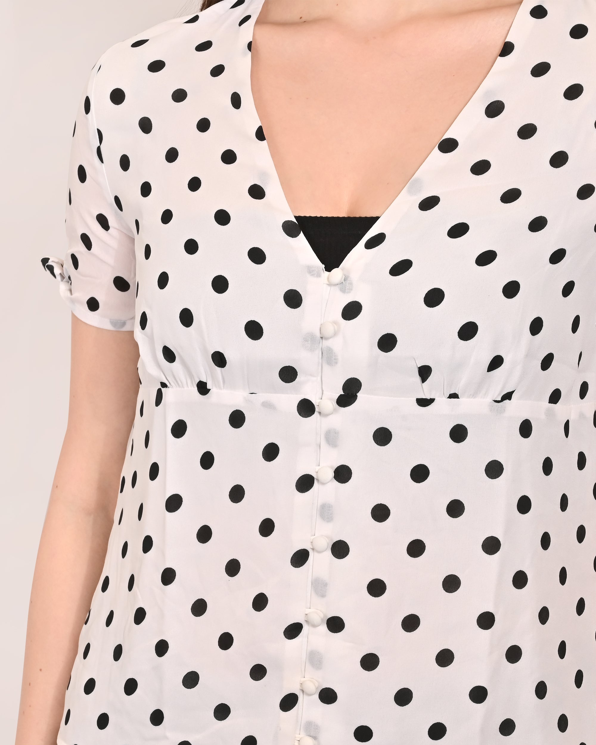 Women Polka Dot V Neck Top