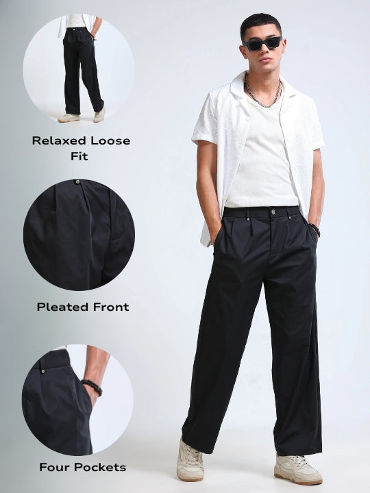 Men Black Casual Pants