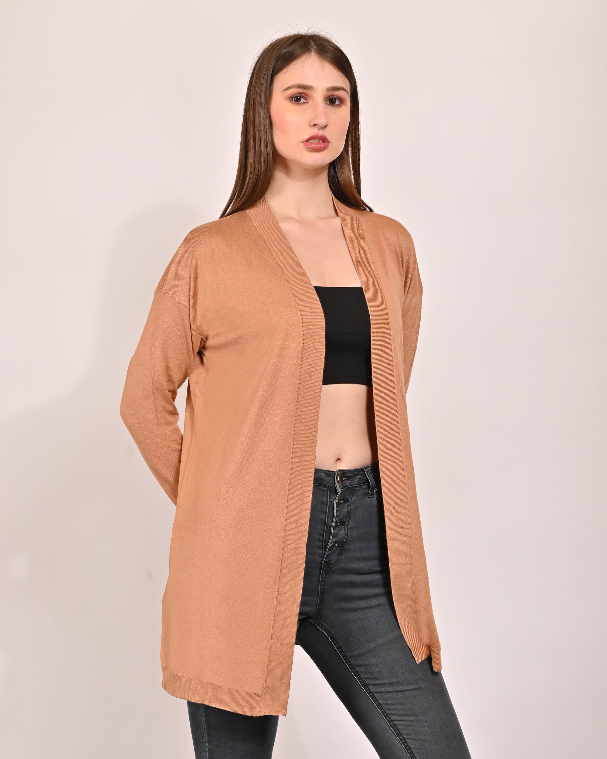 Women Brown Open Shrug