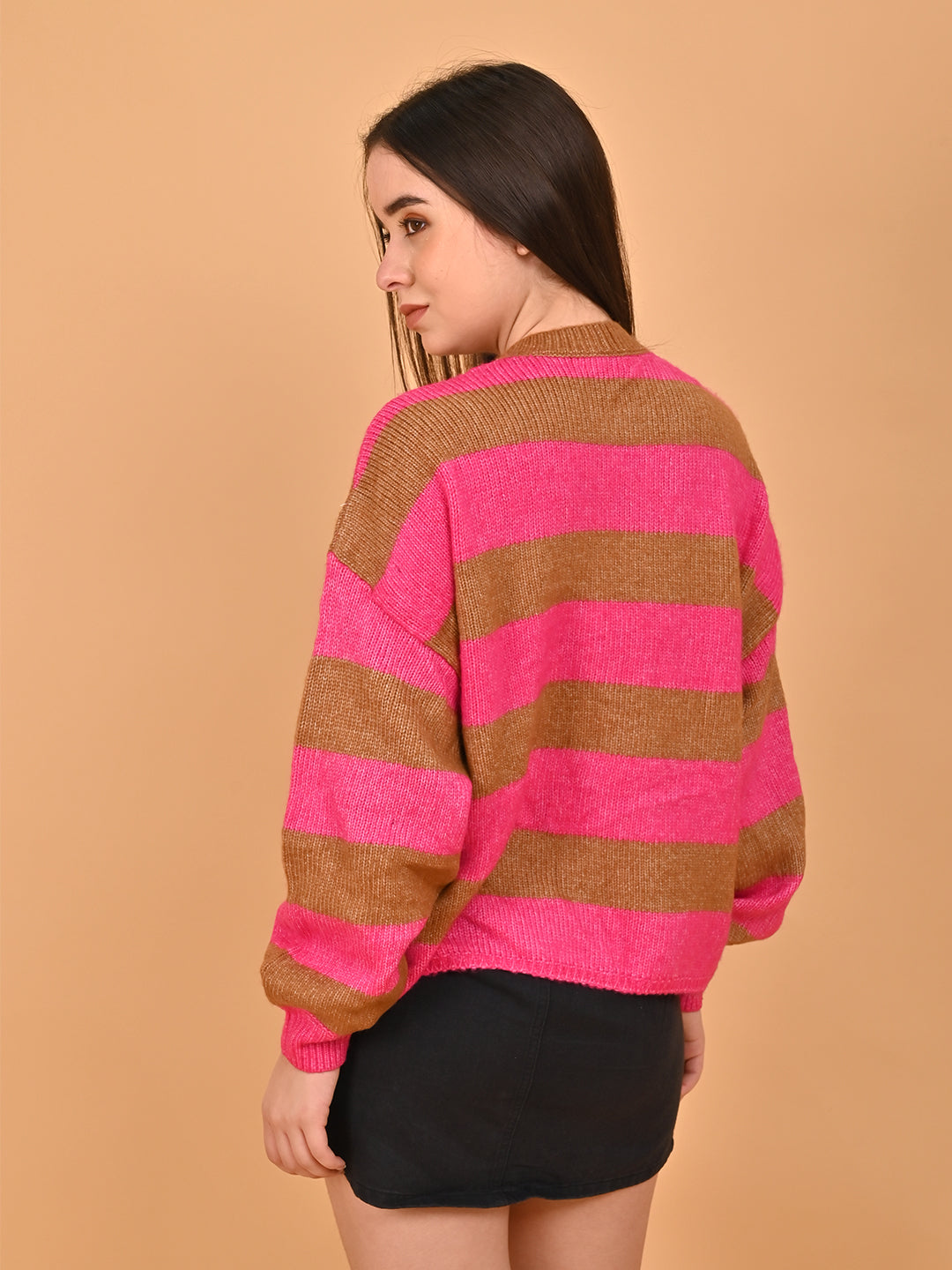 Women Striped Wool Blend Sweater