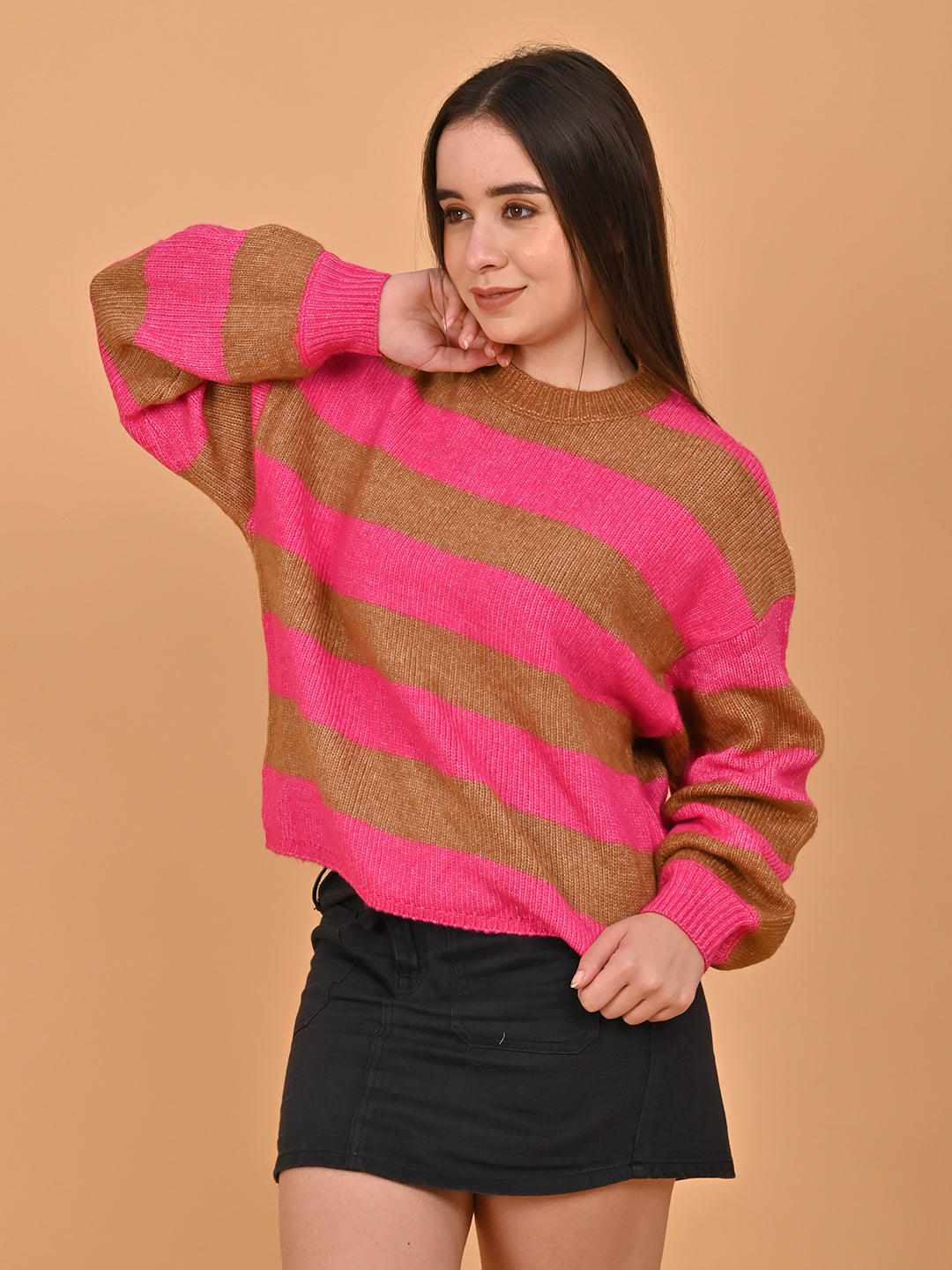 Women Striped Wool Blend Sweater