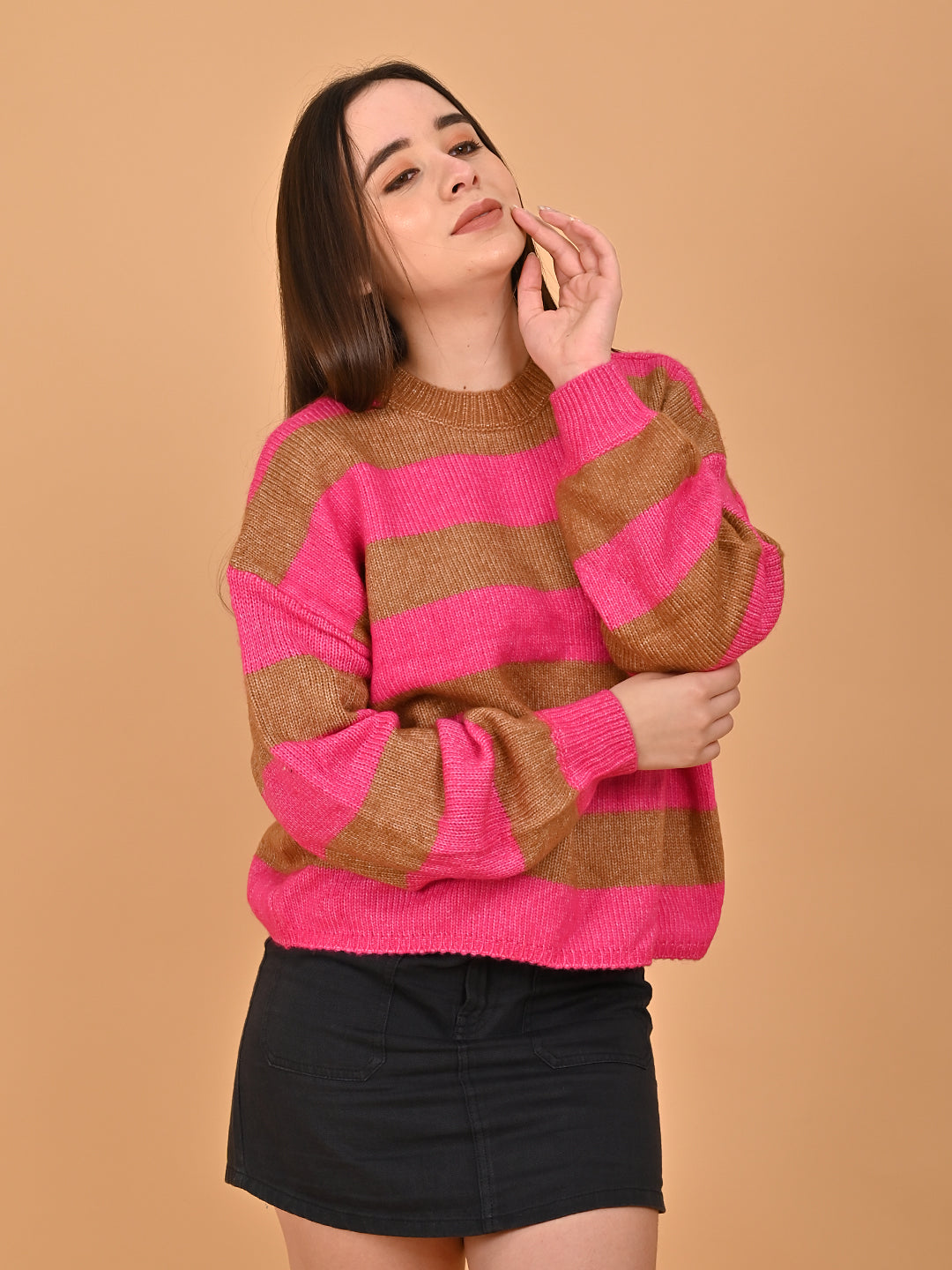 Women Striped Wool Blend Sweater