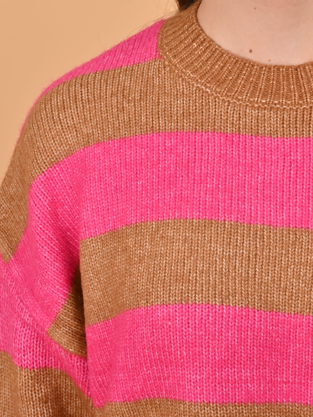 Women Striped Wool Blend Sweater