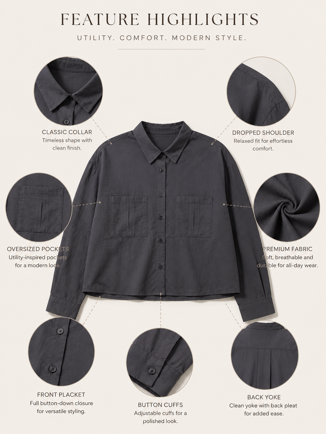 Women Grey Utility Shirt
