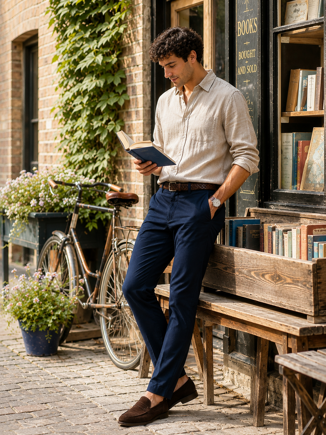 Men Navy Tailored Fit Trousers