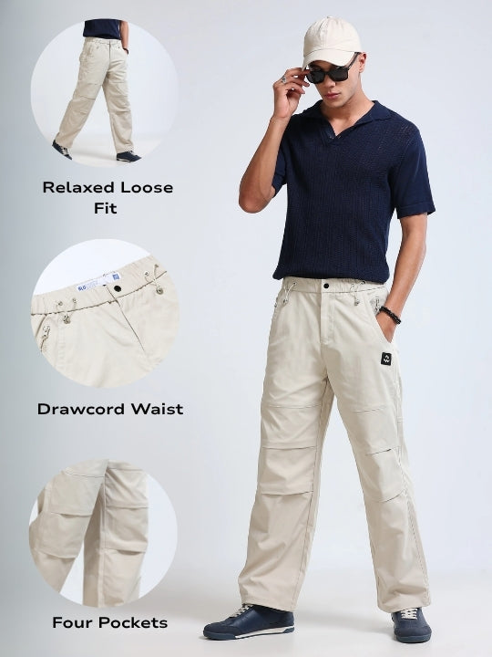 Men Beige Cargo Pants