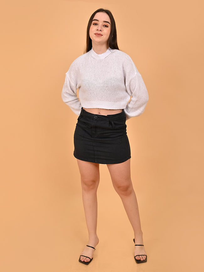 Women White Turtleneck Sweater
