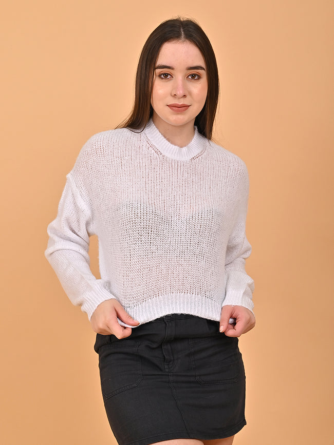 Women White Turtleneck Sweater