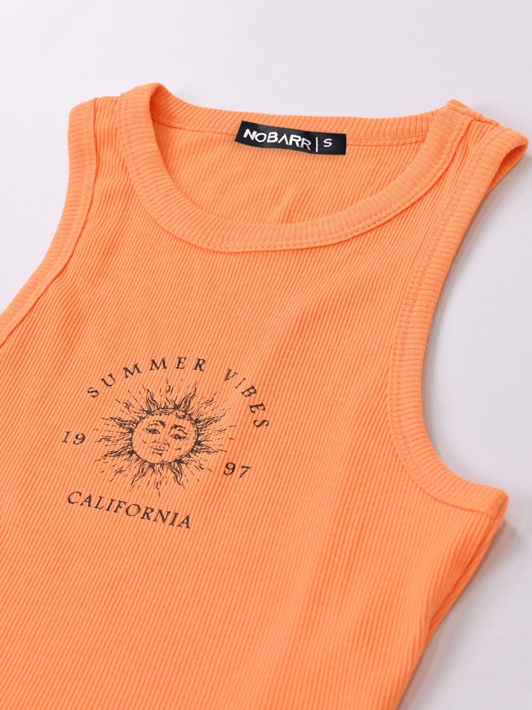 Women Orange Scoop Neck Tank