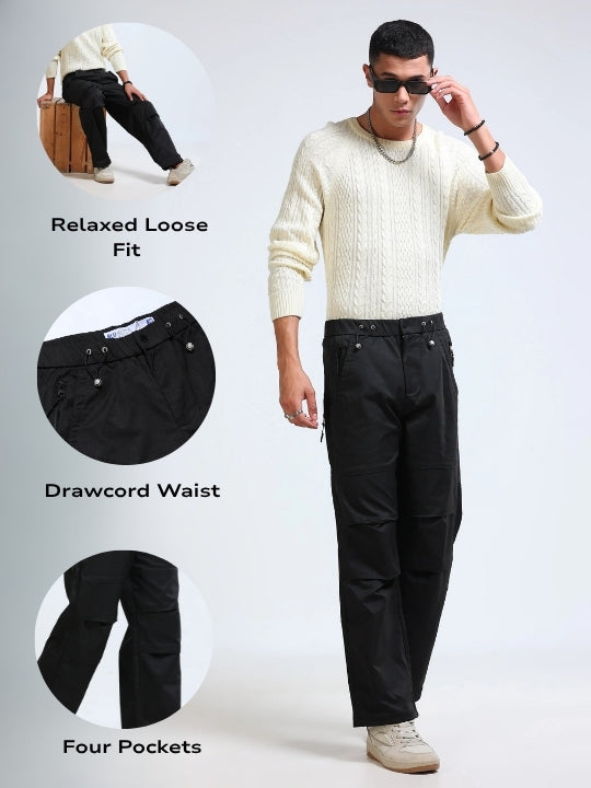 Men Black Cargo Pants