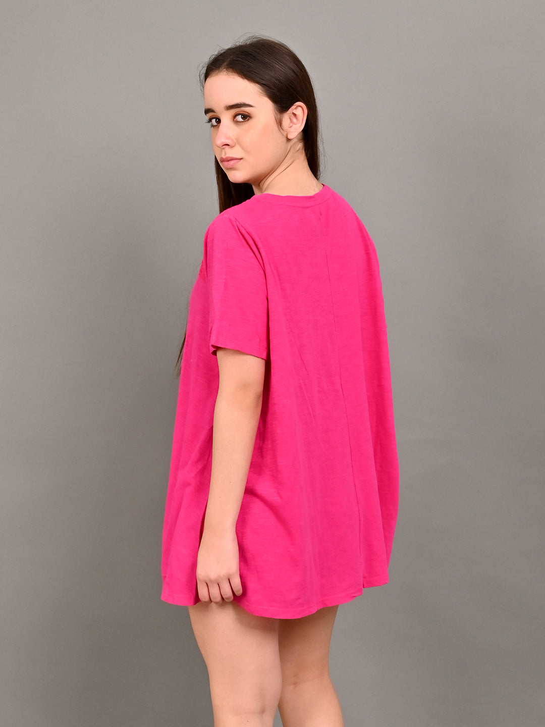 Women Pink Round Neck T Shirt