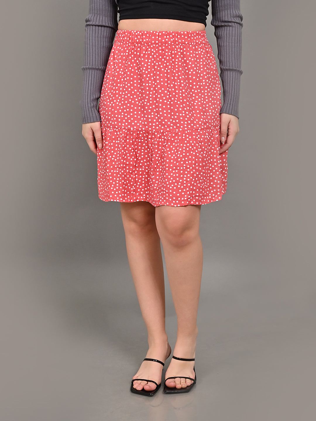 Women Pink Floral A Line Mini Skirt