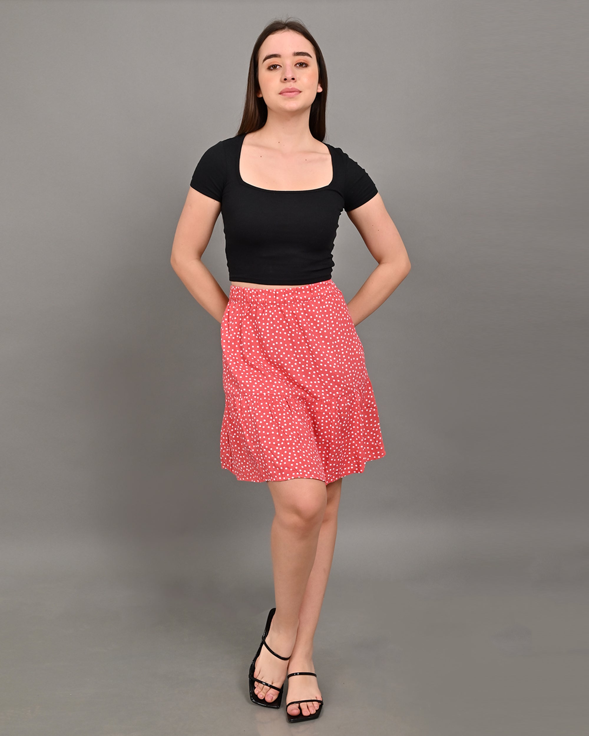Women Pink Floral A Line Mini Skirt