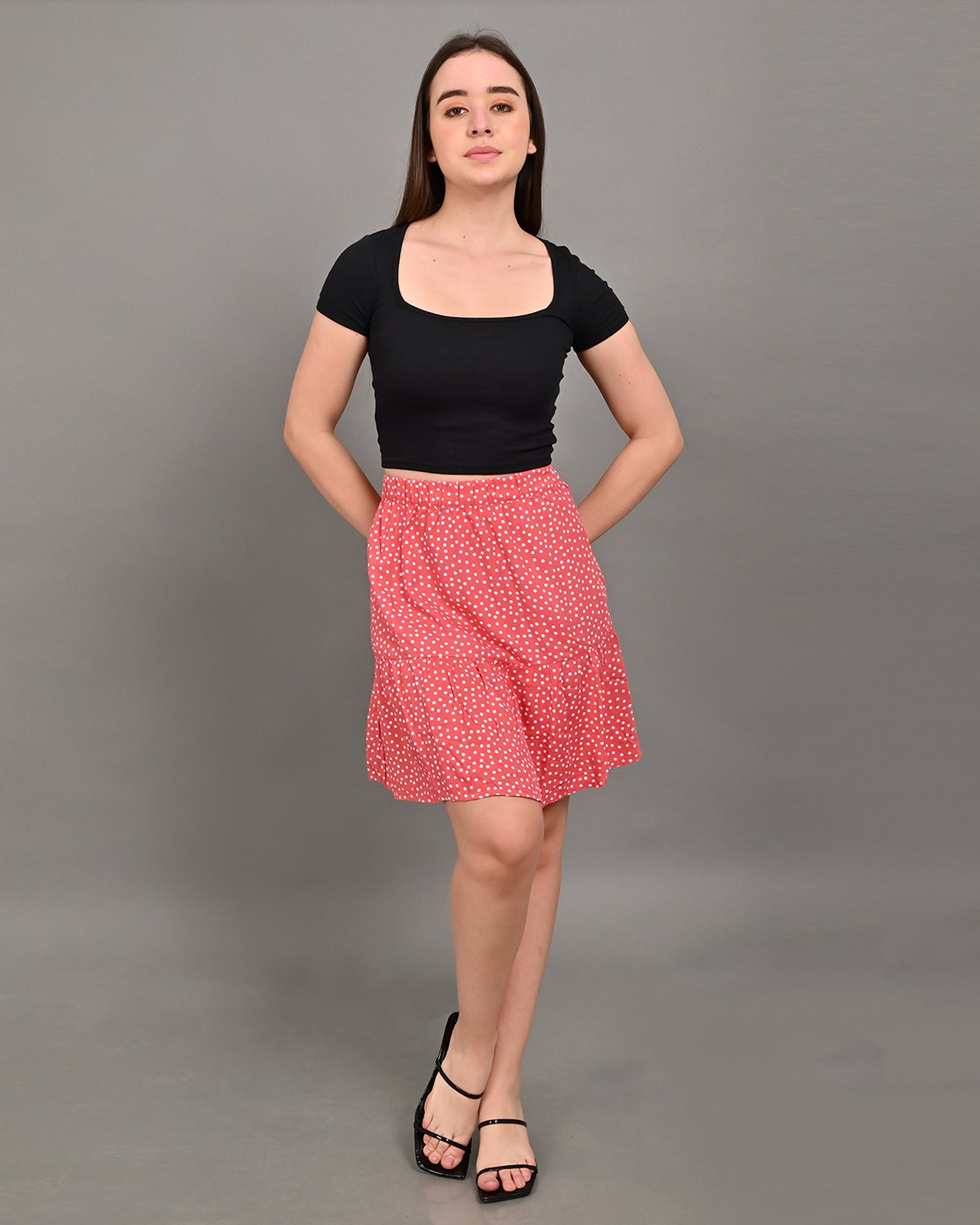 Women Pink Floral A Line Mini Skirt