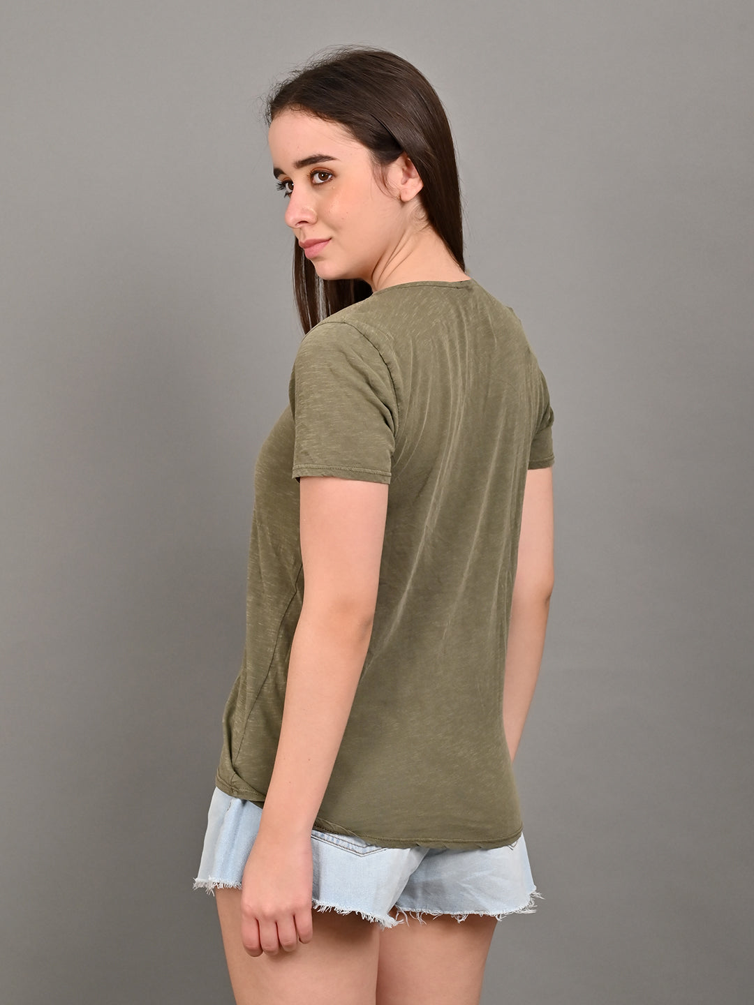 Women Olive Oil Dyed Top