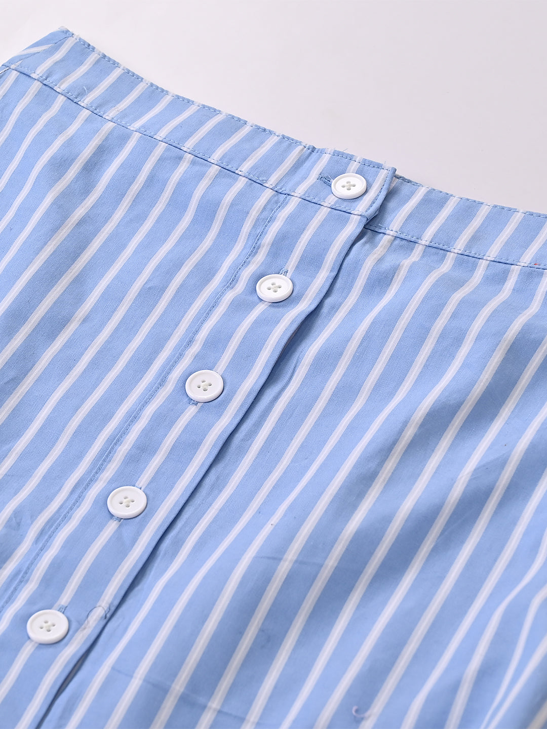 Women Light Blue Buttoned Skirt