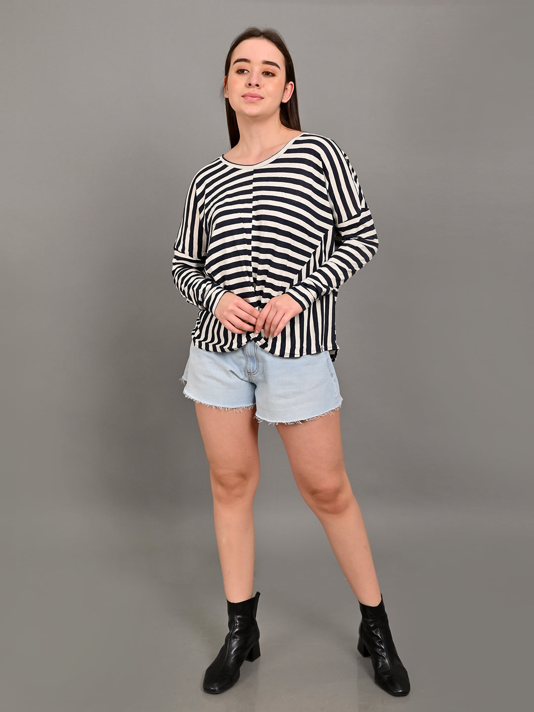 Women Black Striped Top