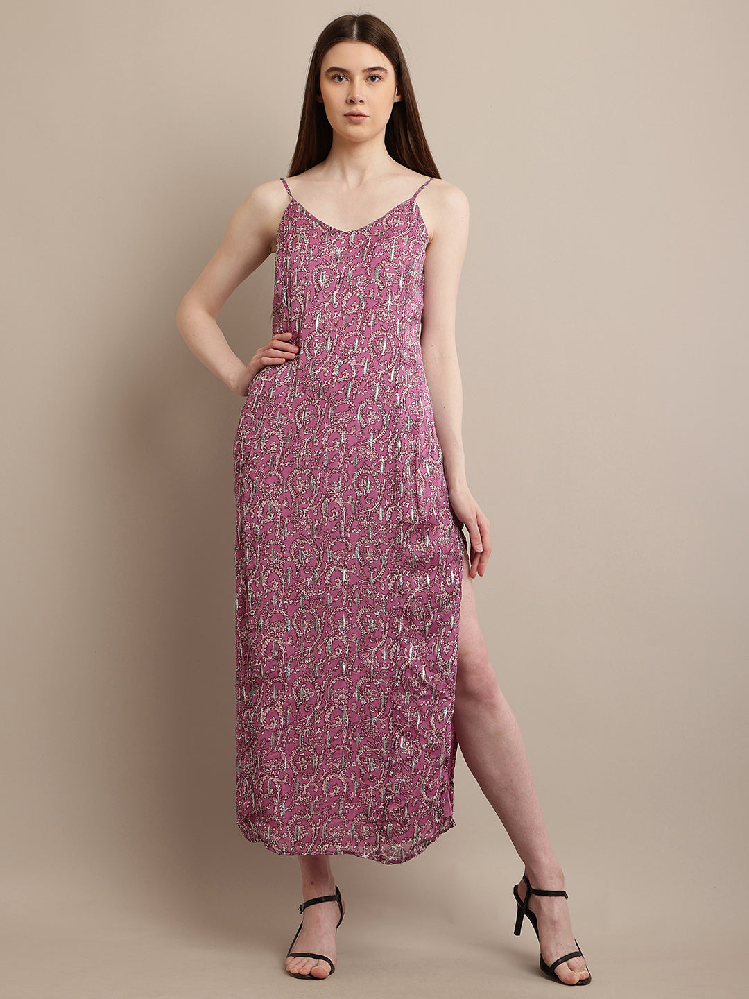 Women Purple Floral Print Dress