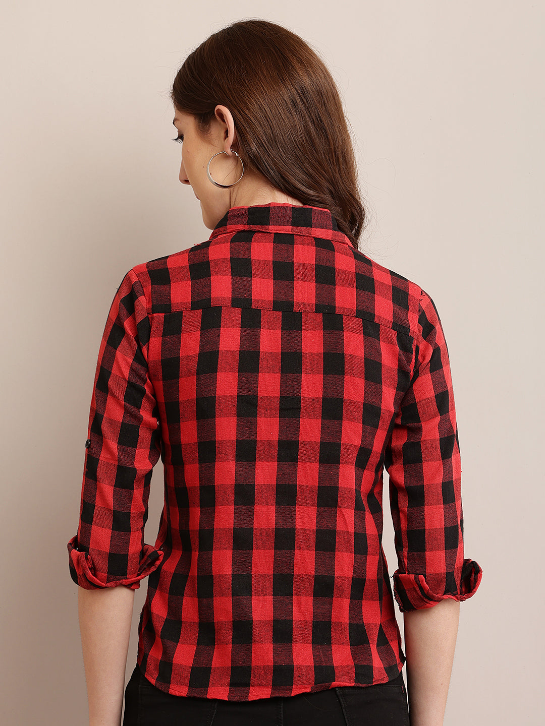 Women Red & Black Checked Shirt