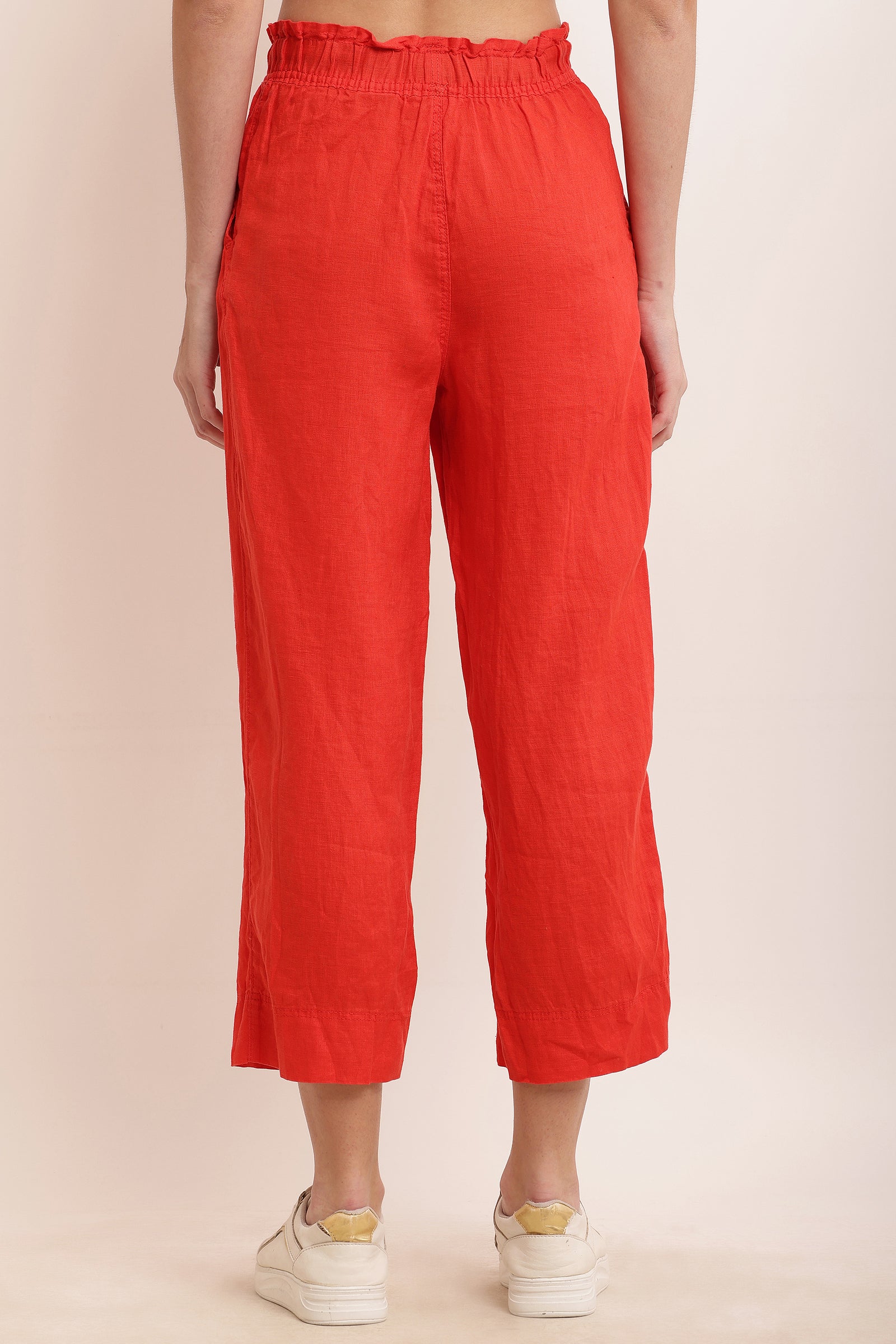 Women Red Ankle Length Pants