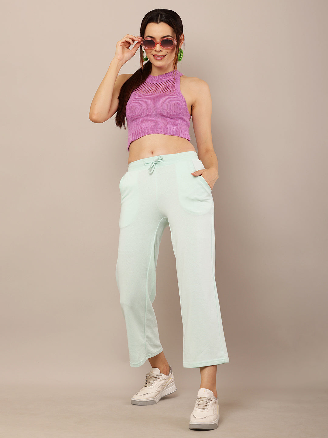 Women Sky Blue Stretch Pants