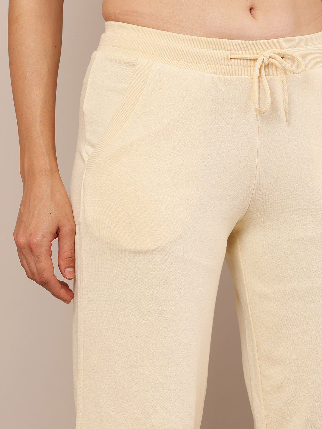 Women Cream Stretch Pants