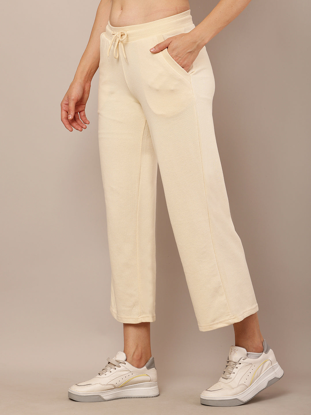 Women Cream Stretch Pants