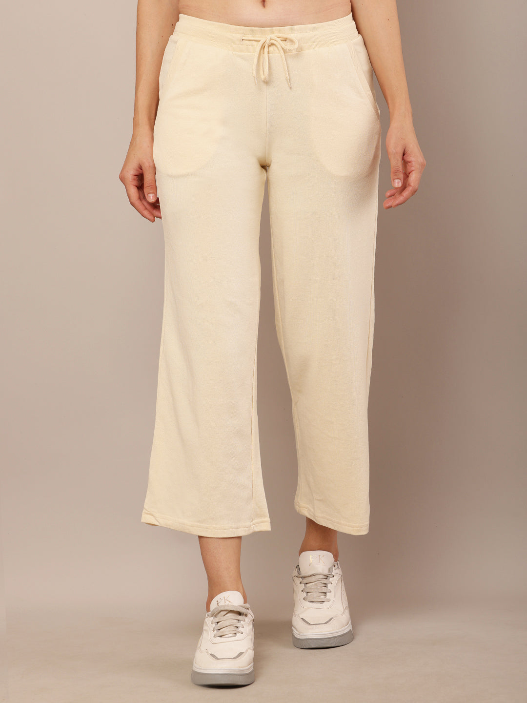 Women Cream Stretch Pants