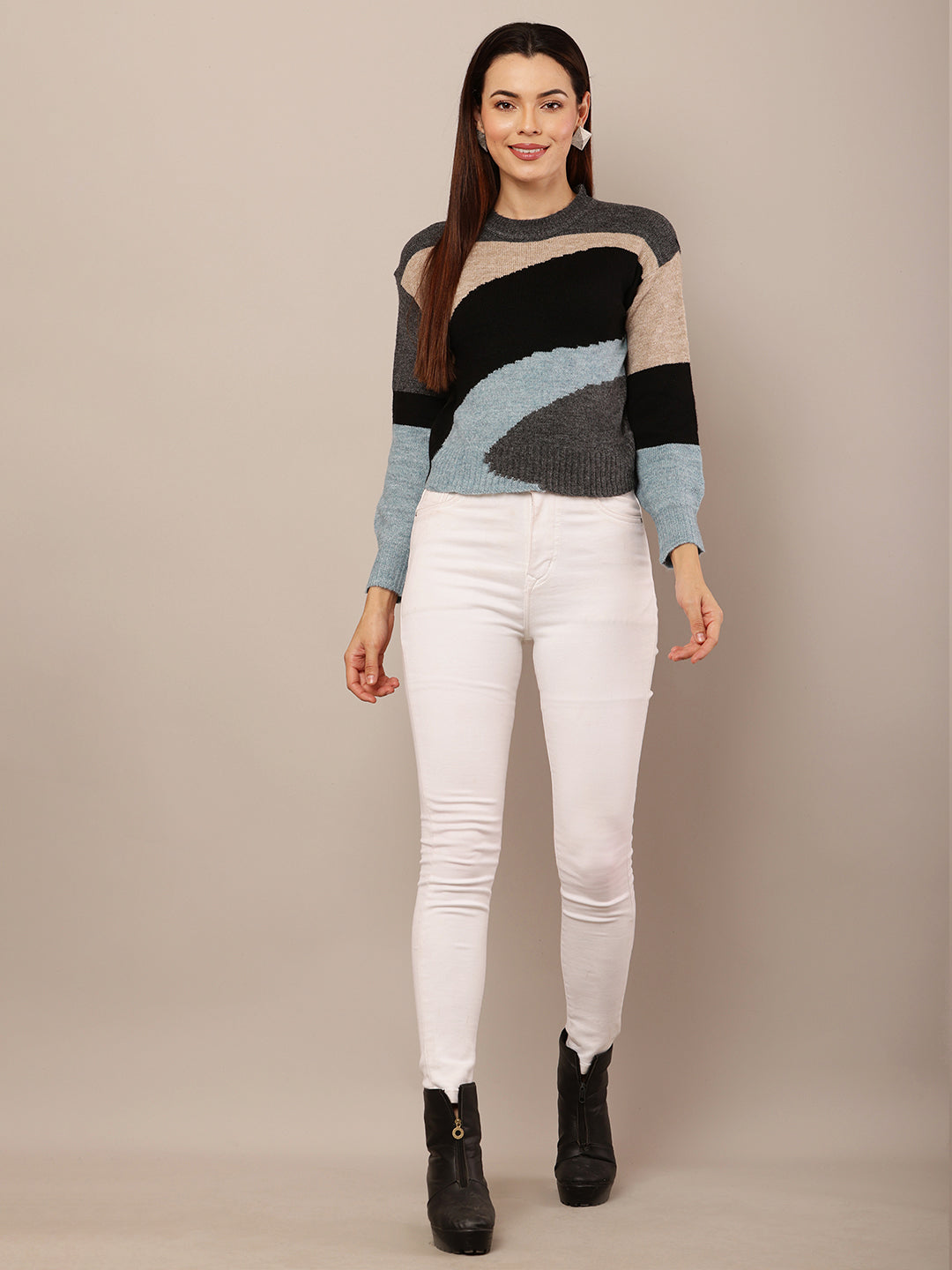 Women Multicolour Round Neck Sweater