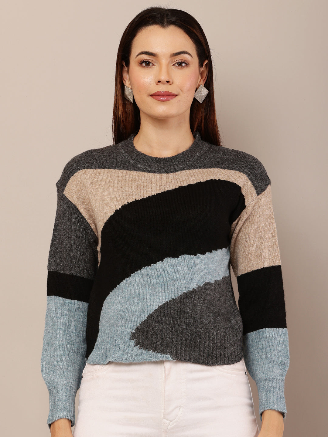 Women Multicolour Round Neck Sweater