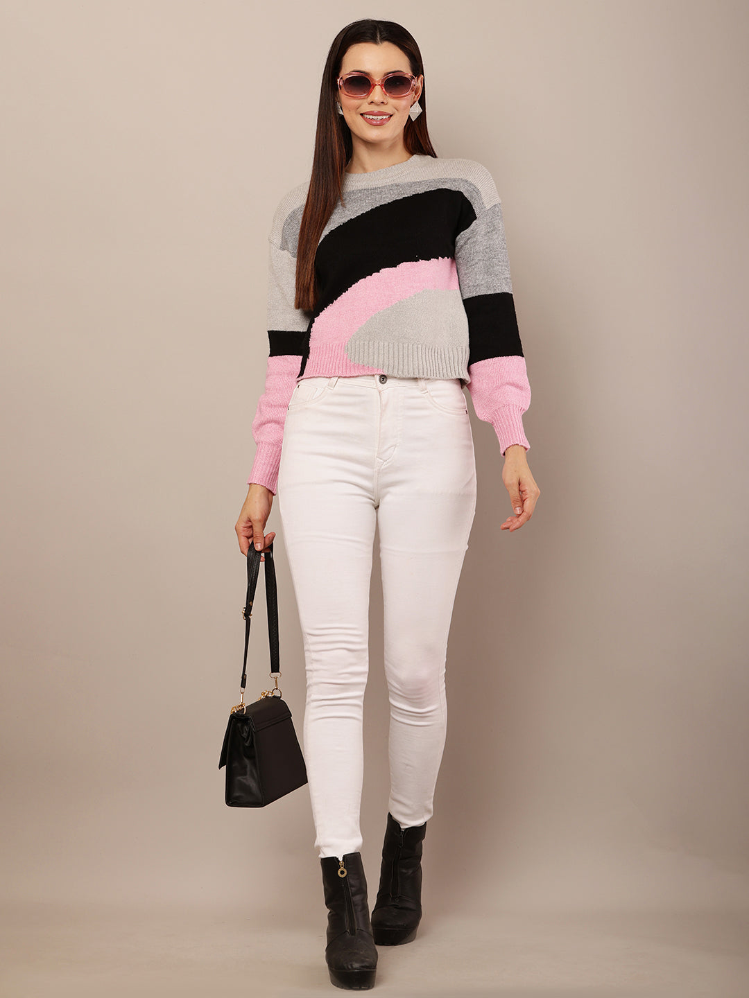 Women Multicolour Round Neck Sweater