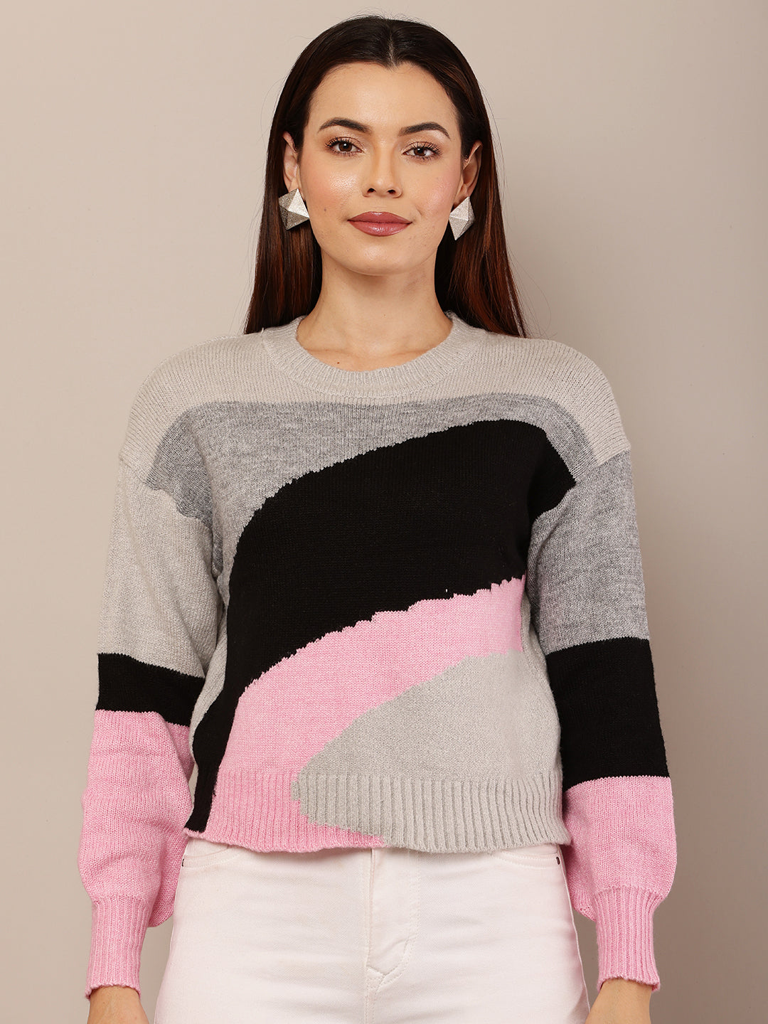 Women Multicolour Round Neck Sweater