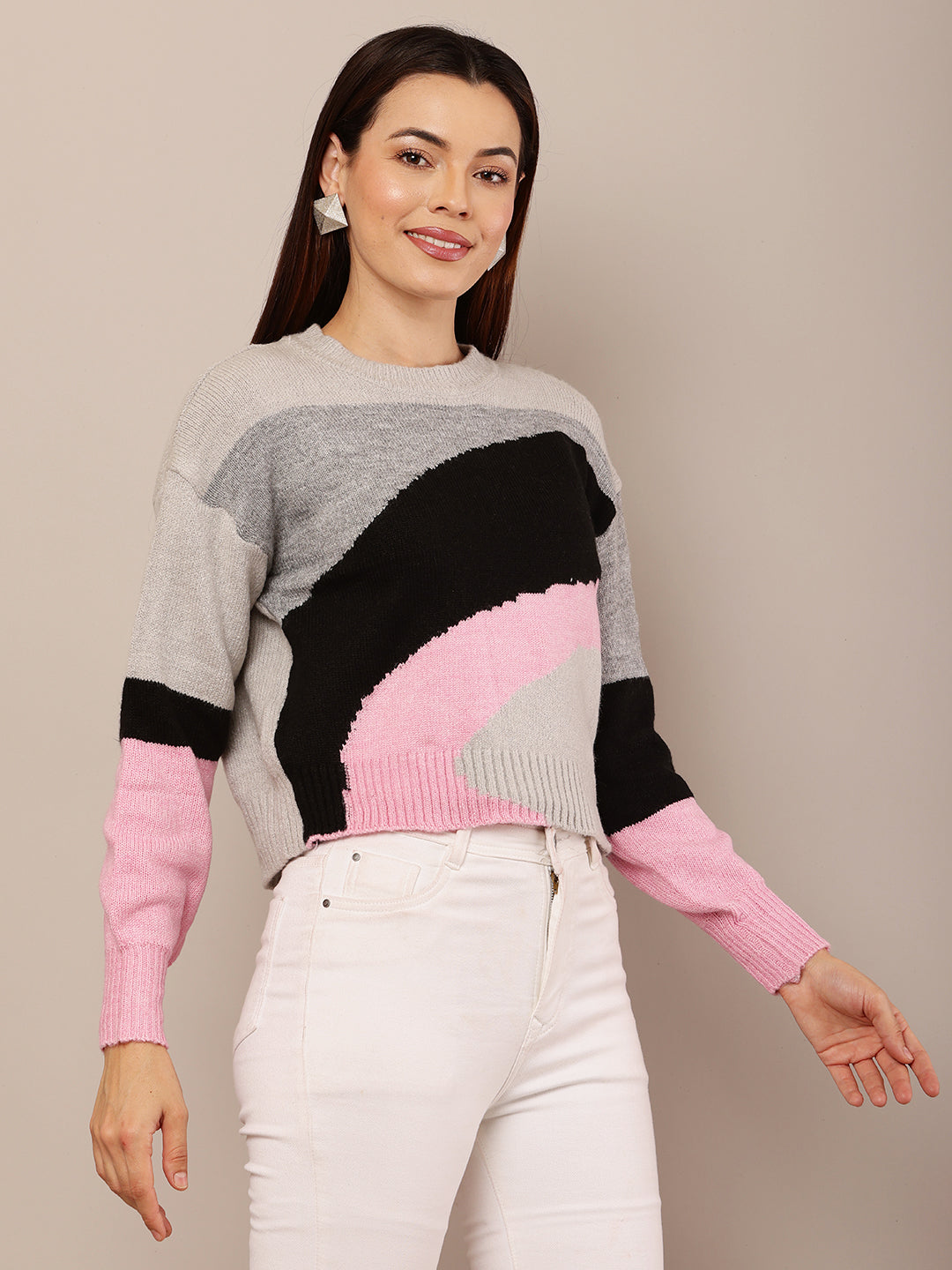 Women Multicolour Round Neck Sweater