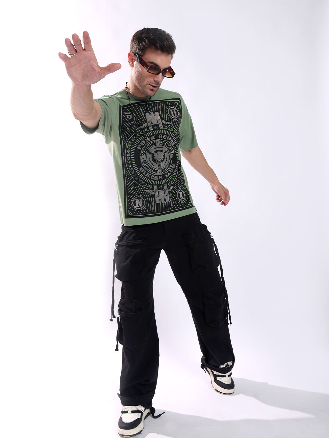 Men Olive Cotton Oversized T-Shirt