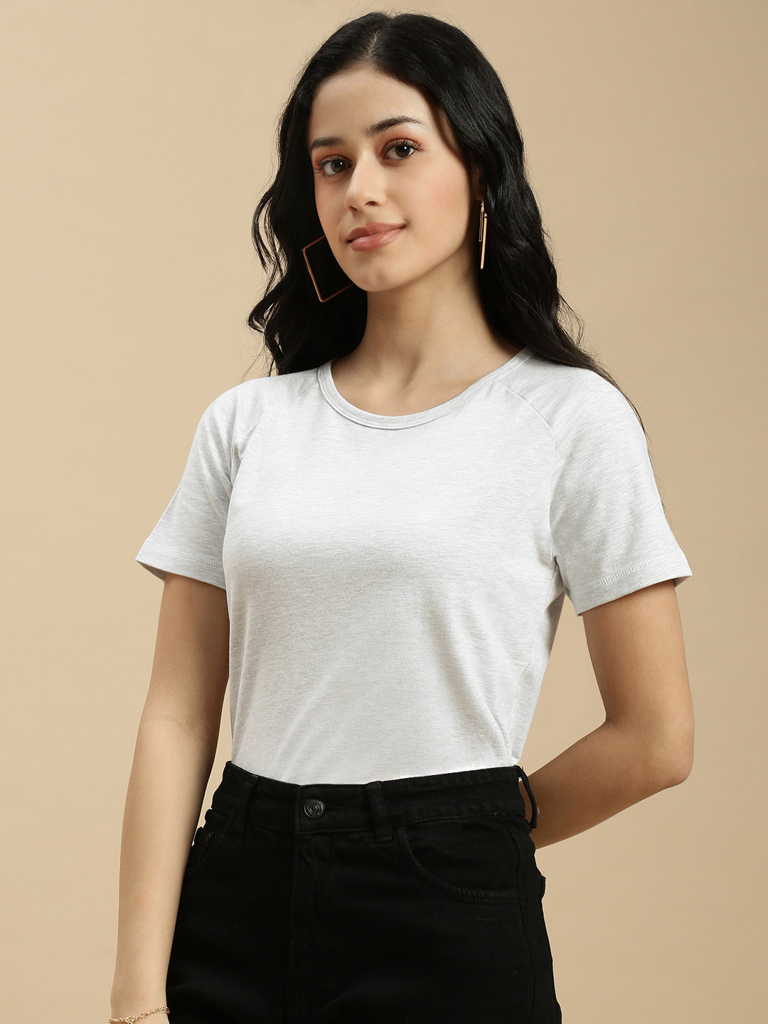 Women White Half Sleeve Top