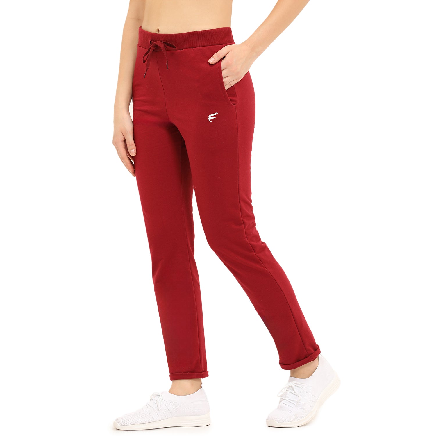 Women Maroon Ankle Length Track Pant