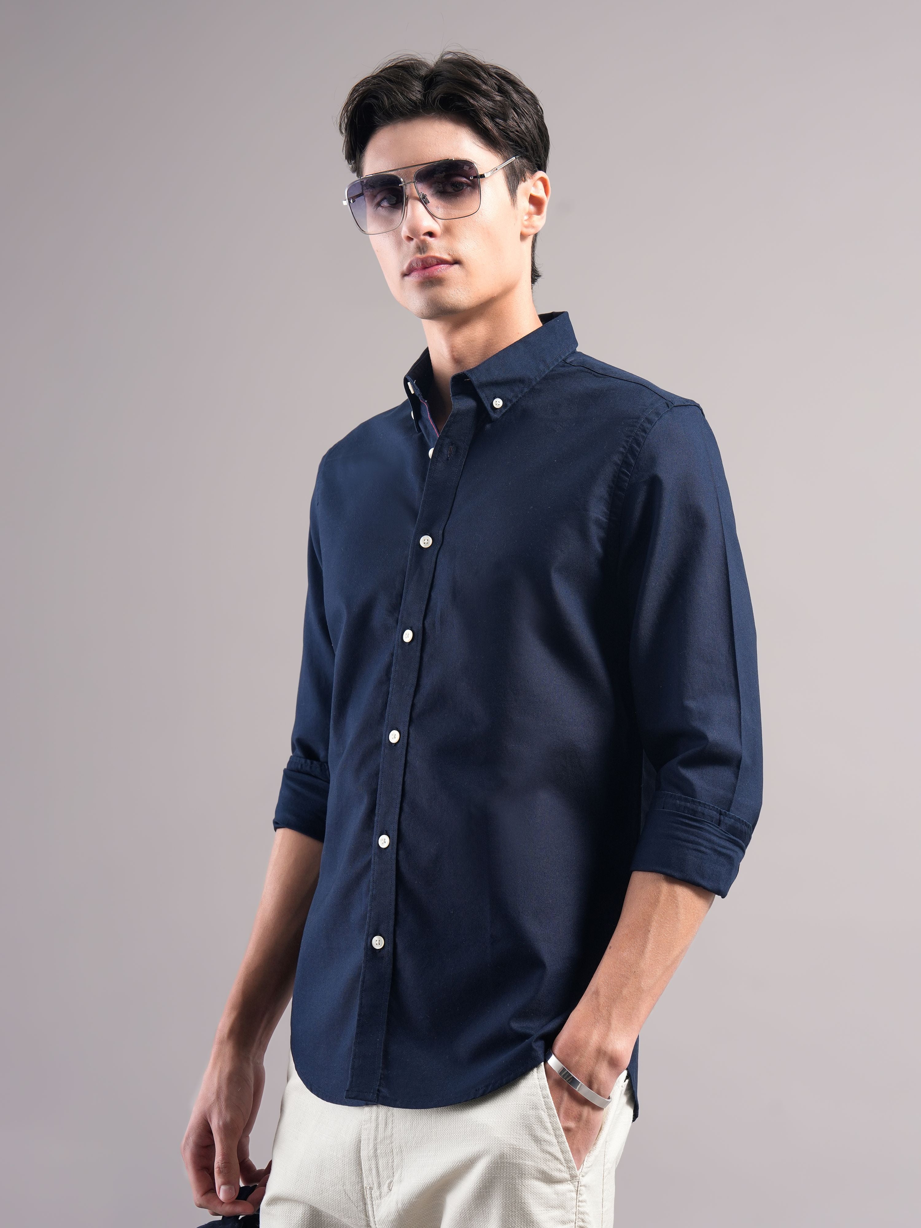 Men Navy Casual Shirt