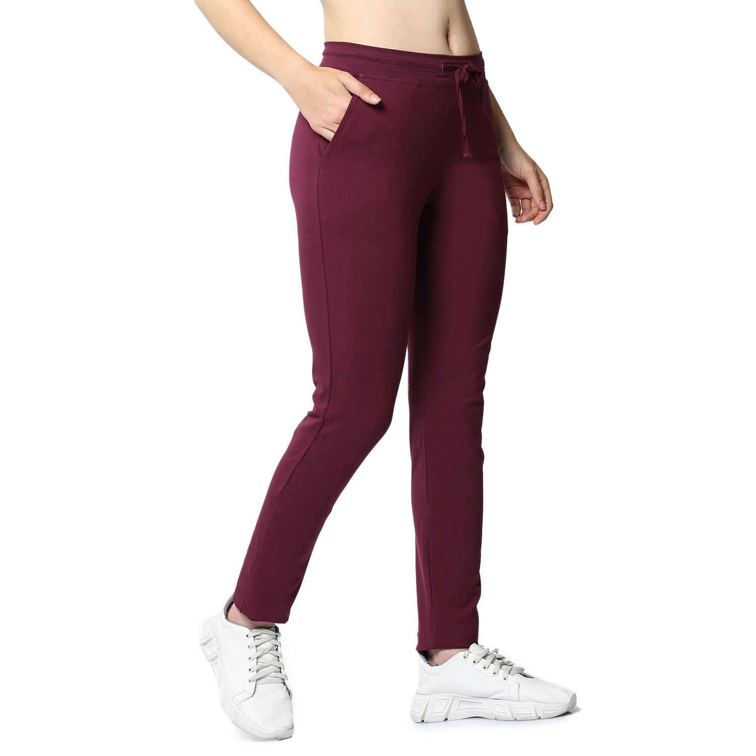 Women Wine Ankle Length Track Pant