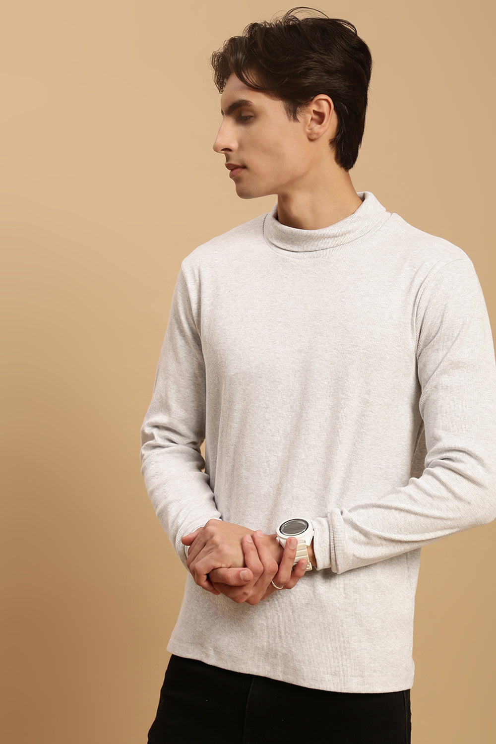 Men Multi Turtle Necl Long Sleeve Tees
