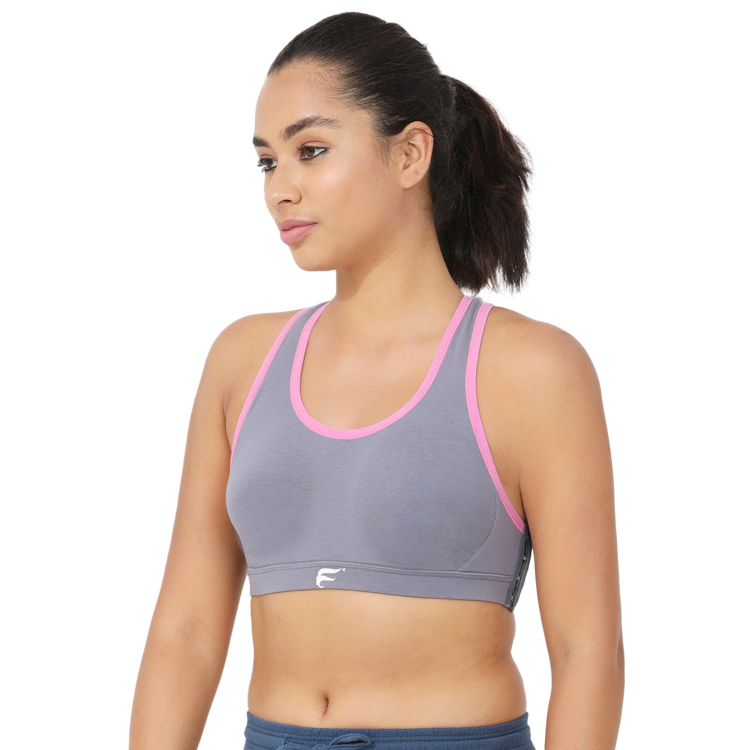 Racer Back Wirefree Removable Pad Side Closure Slip-on Sports Bra