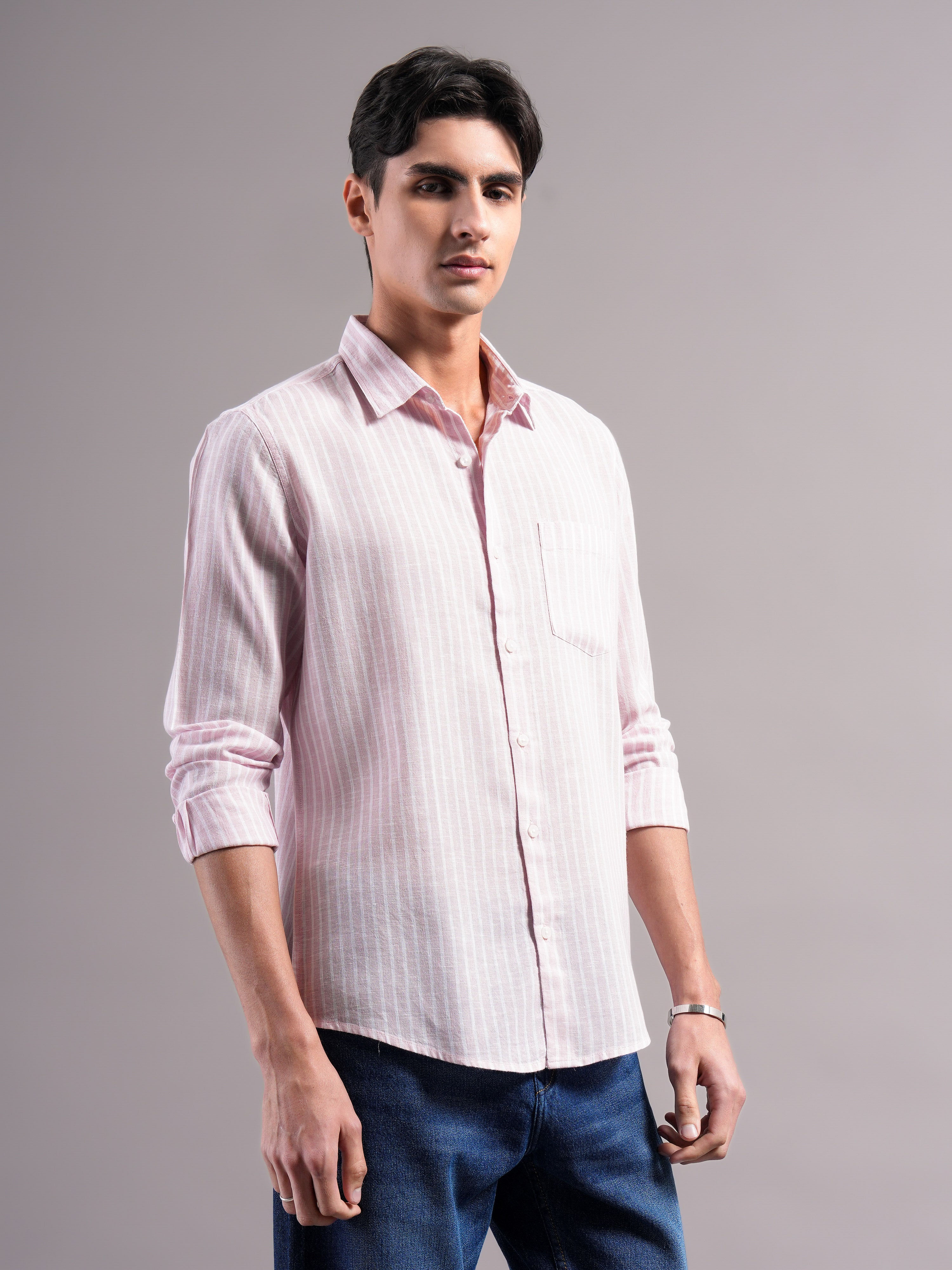 Men Lyocell Striped Shirts