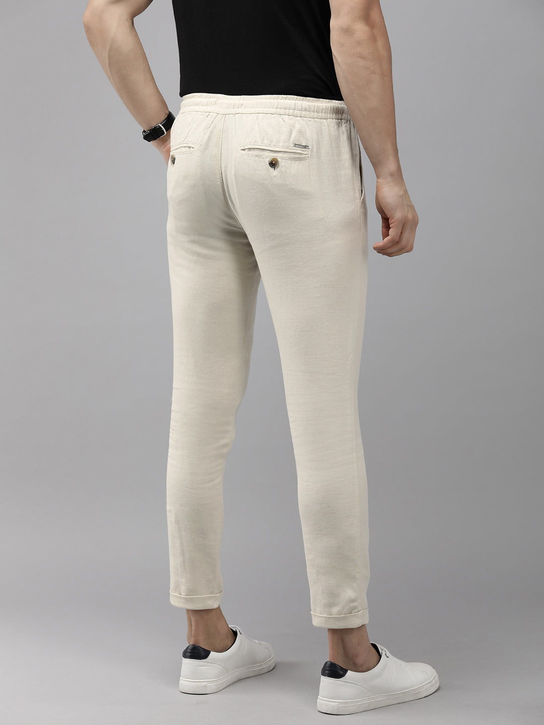 Men Ardor Edition Cream Tapered Fit Chinos Trousers