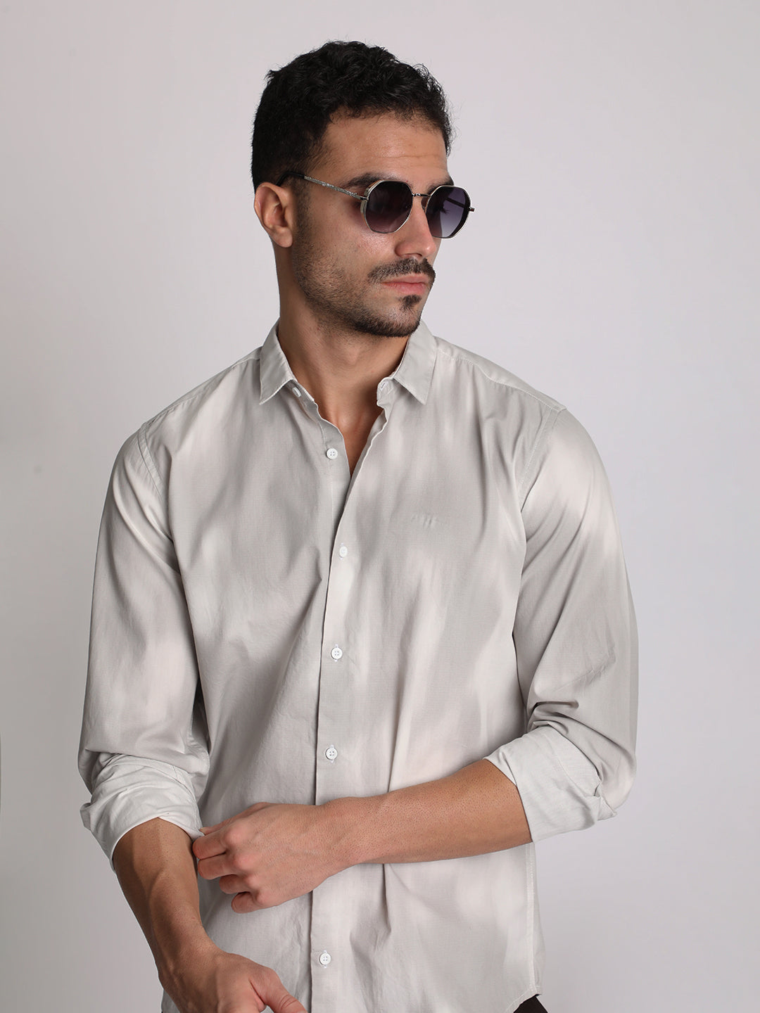 Men Grey Abstract Printed Shirt