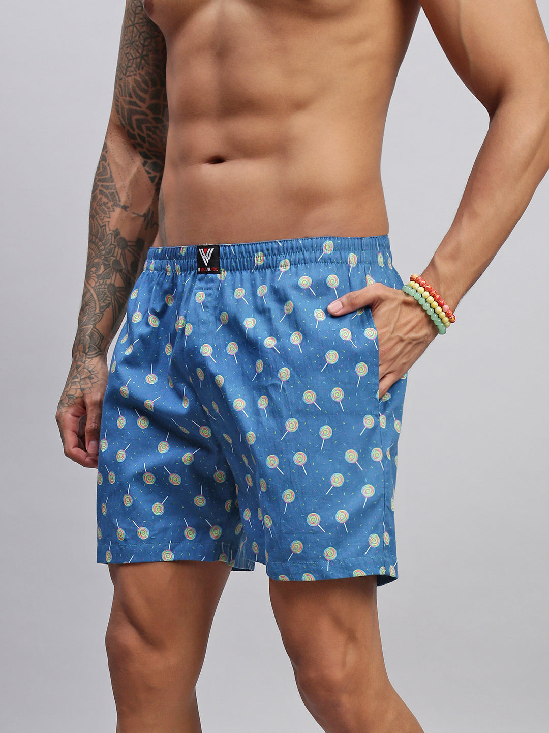 Men Pack of 2 Printed Cotton Boxer Shorts