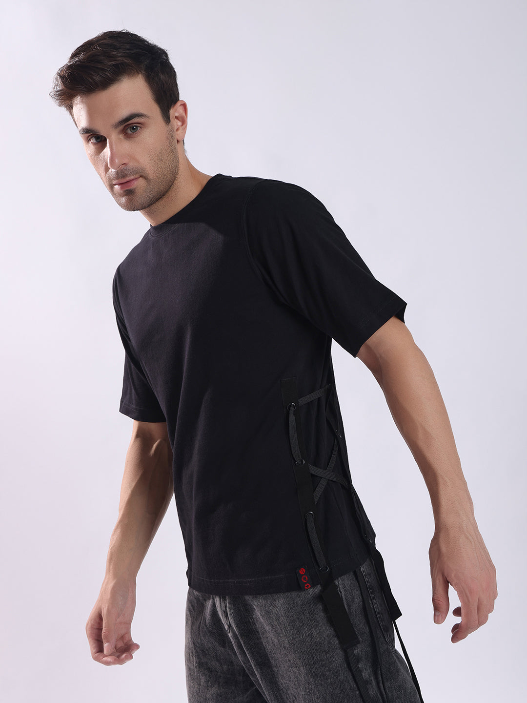 Men Black Cotton Oversized T-Shirt