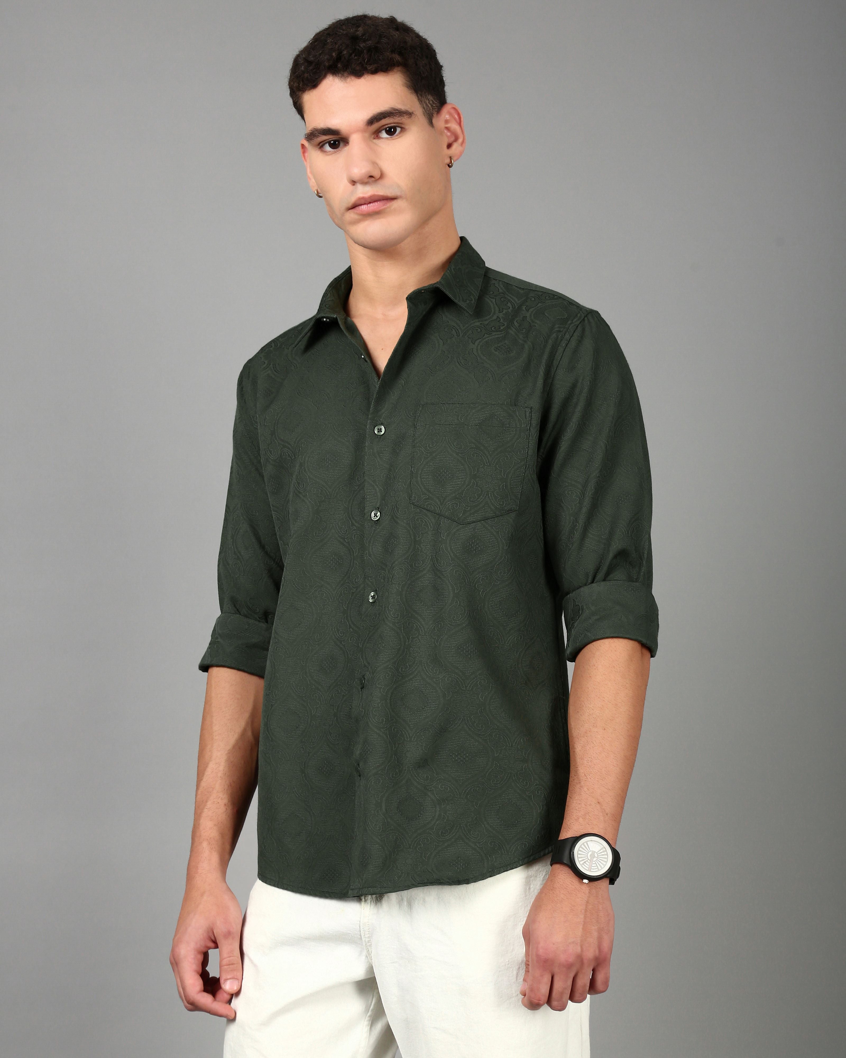 Men Olive Casual Shirt