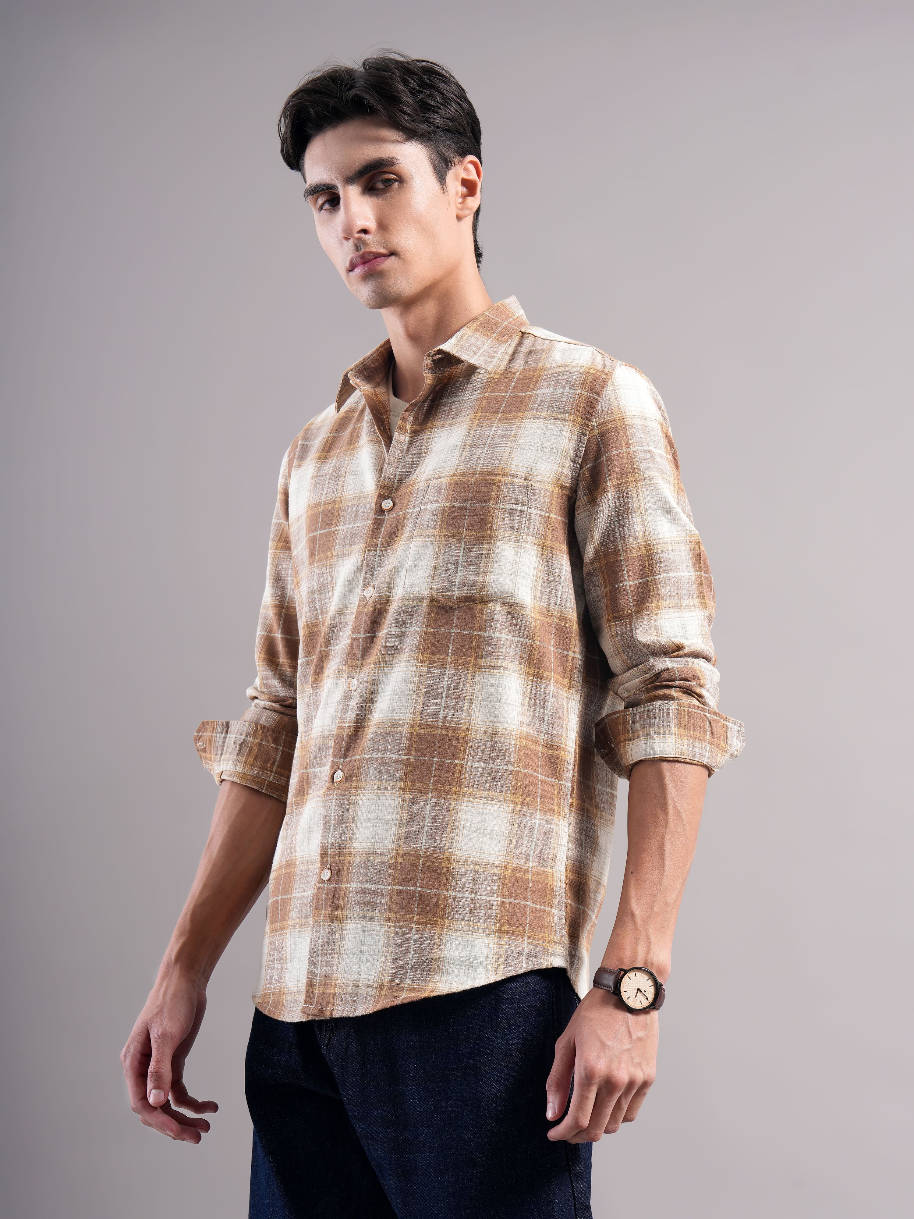 Men Cotton Checked Shirts