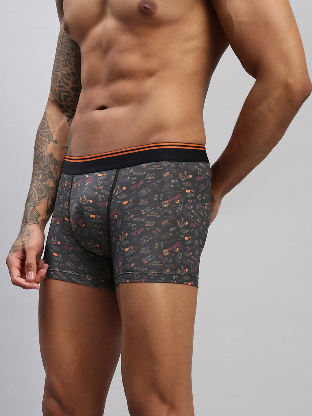 Men Black Modal Printed Trunks