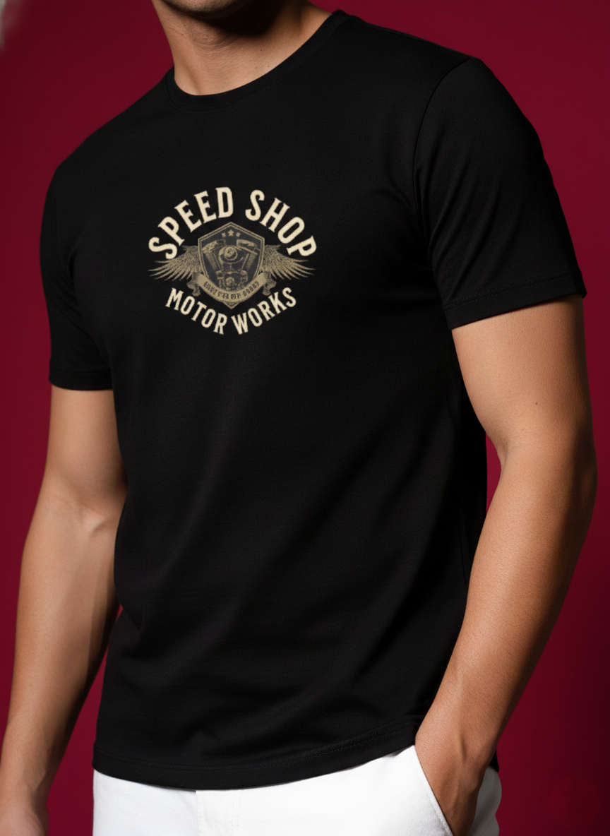 Men Round Neck Cotton T-Shirt