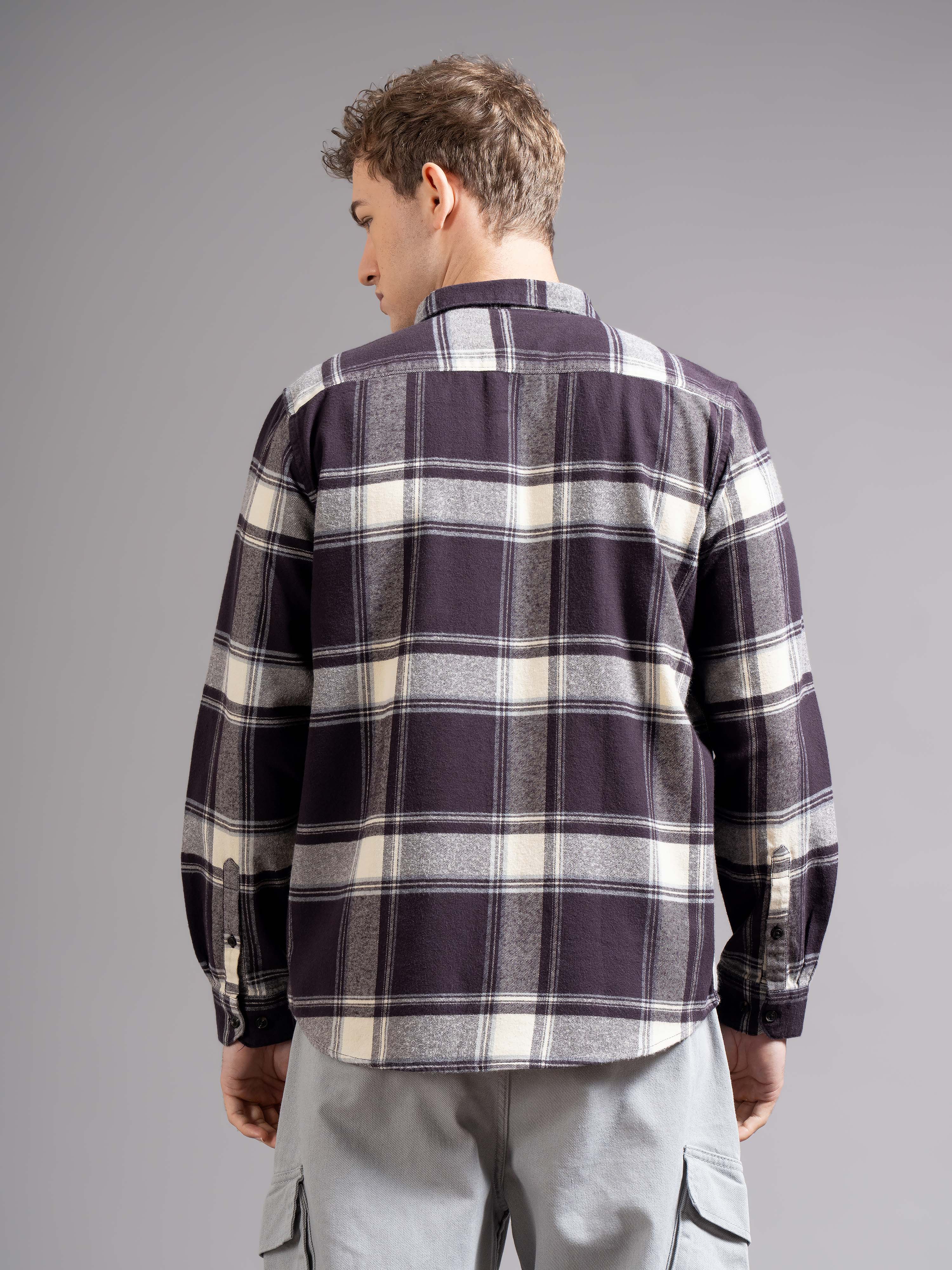 Men Brown Flannel Checked Shirt